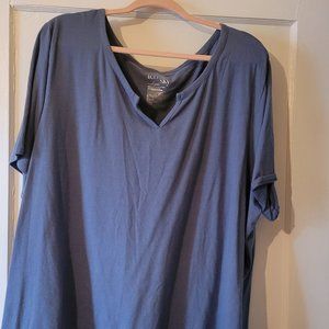 Terra & Sky Blue Scoop Neck Short Sleeve Top size 3x 24w/26w